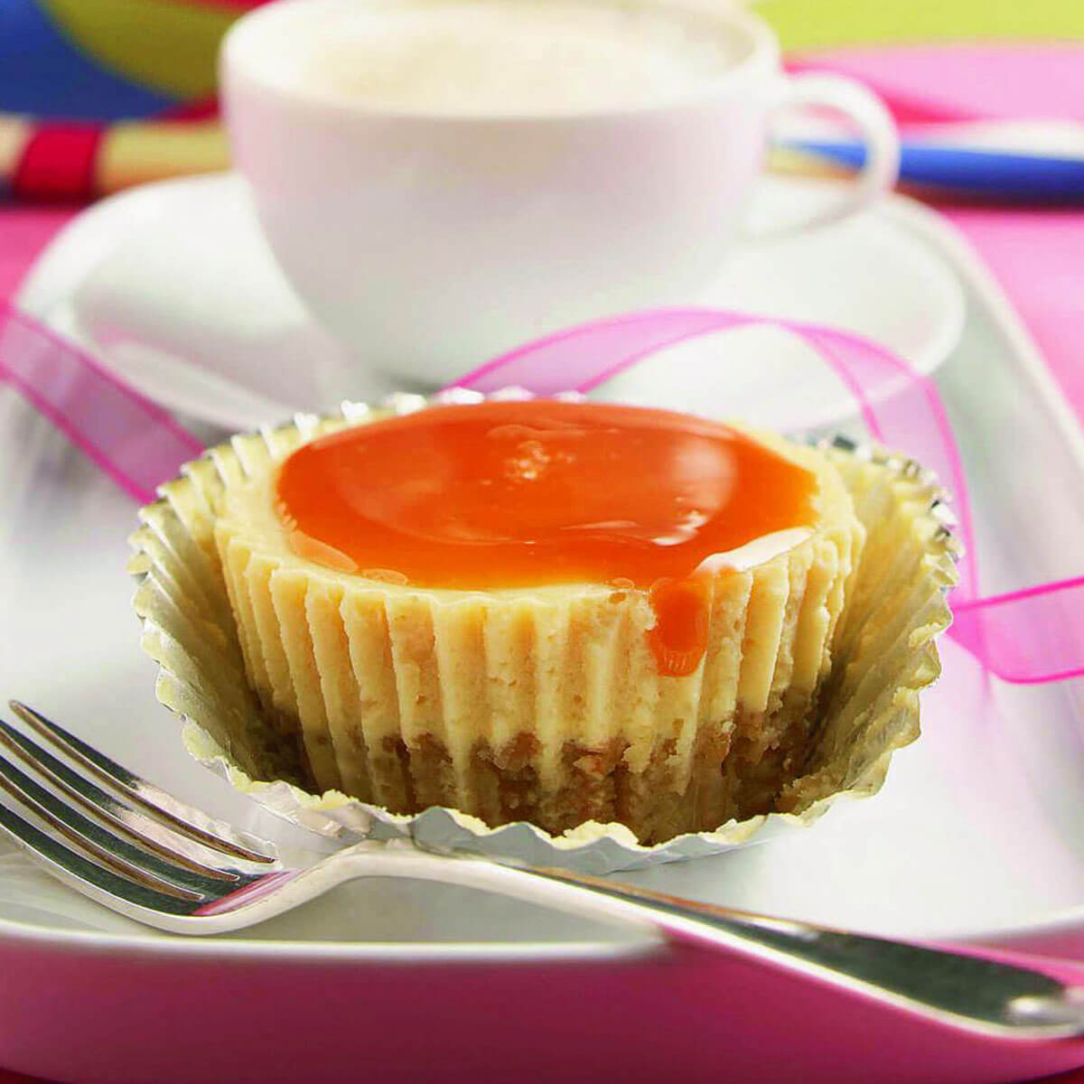 Caramel-Topped Cheesecake with Oat Pecan Crust