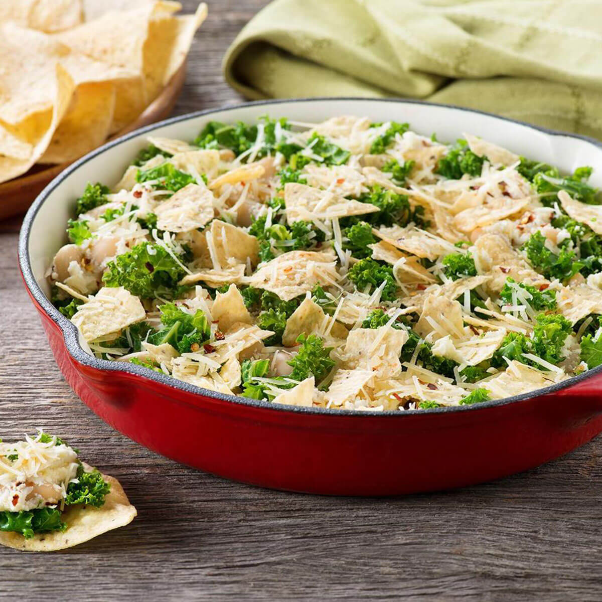 Casserole d’haricots et de chou frisé au fromage