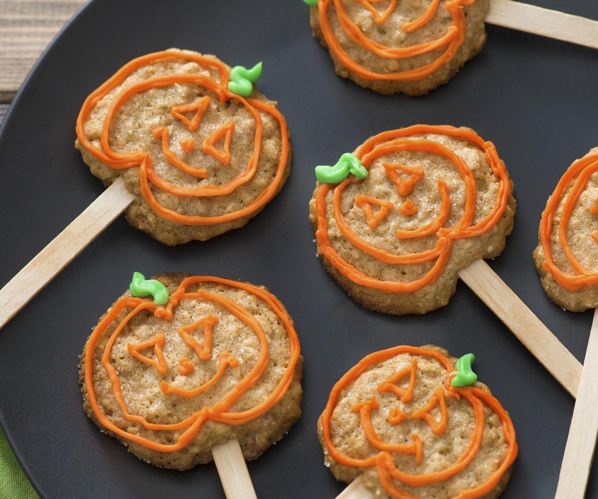 Paletas de calabazas de Halloween de avena