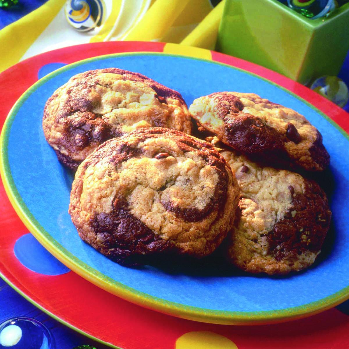 Biscuits au gruau marbrés aux brisures de chocolat