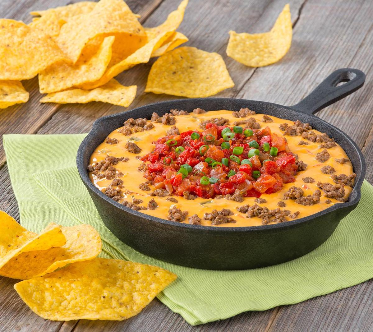 Trempette au bœuf style Queso Fundido