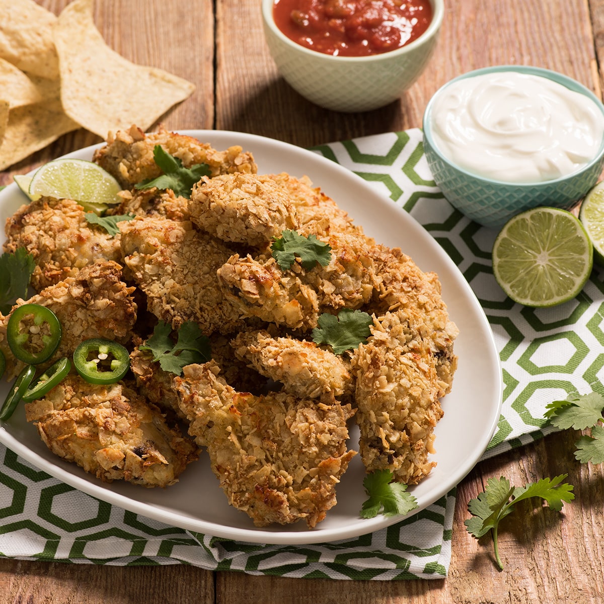 Ailes de poulet en croûte de chips tortilla