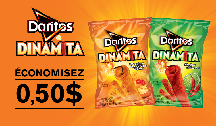 <h3>Essayez nos chips tortillas Doritos Dinamita<sup>®</sup> dès aujourd’hui. Elles explosent de saveurs !</h3>
