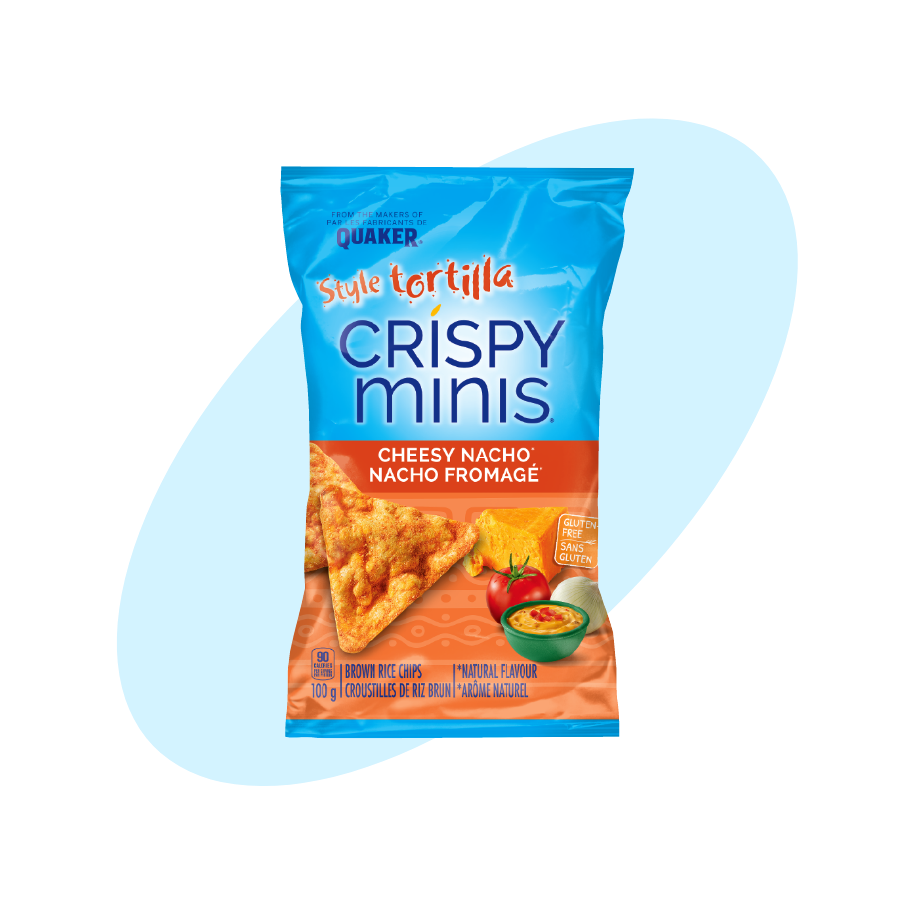 Quaker<sup>®</sup> Crispy Minis<sup>®</sup> Tortilla Style Cheesy Nacho Brown Rice Chips