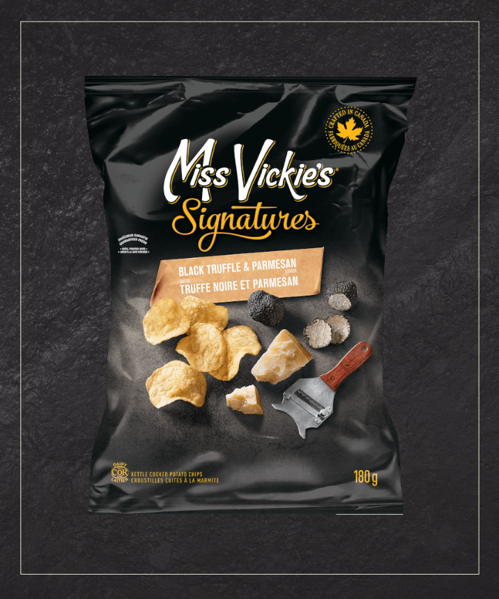 Les croustilles cuites à la marmite MISS VICKIE’S<sup>®</sup> Signatures Saveur Truffes noires et parmesan