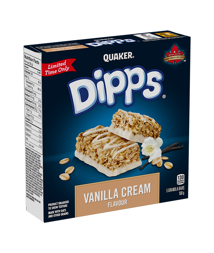 Quaker<sup>®</sup> Barres tendres Dipps<sup>®</sup> - Saveur Crème à la vanille