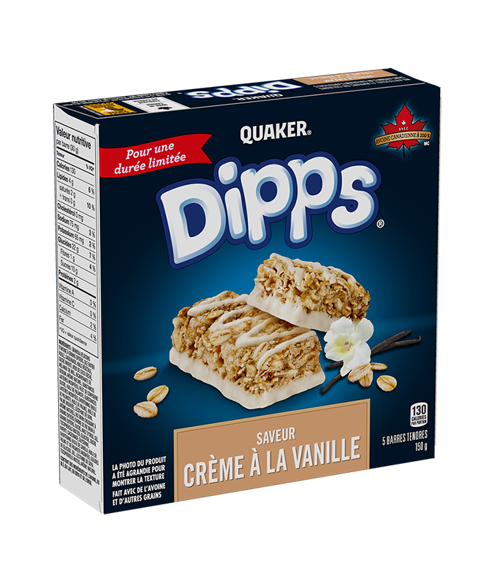 Quaker<sup>®</sup> Barres tendres Dipps<sup>®</sup> - Saveur Crème à la vanille