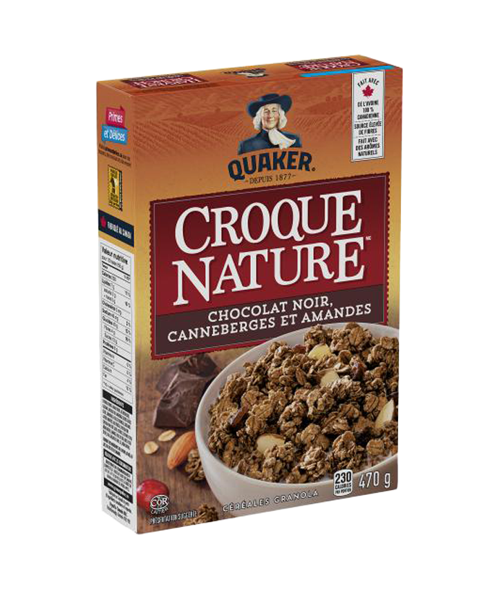 Quaker<sup>®</sup> Céréales Croque Nature<sup>MC</sup> Chocolat noir canneberges et amandes