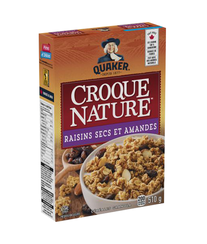 Quaker<sup>®</sup> Céréales Croque Nature<sup>_MC_</sup> Raisins secs et amandes