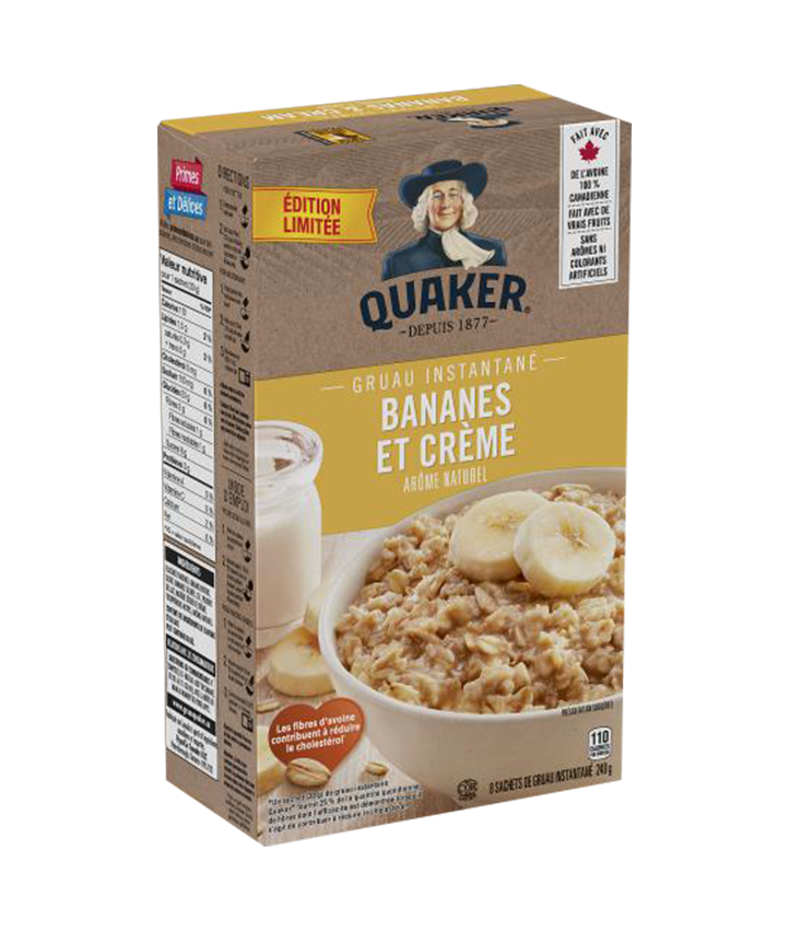 Quaker<sup>®</sup> Gruau instantané Bananes et crème