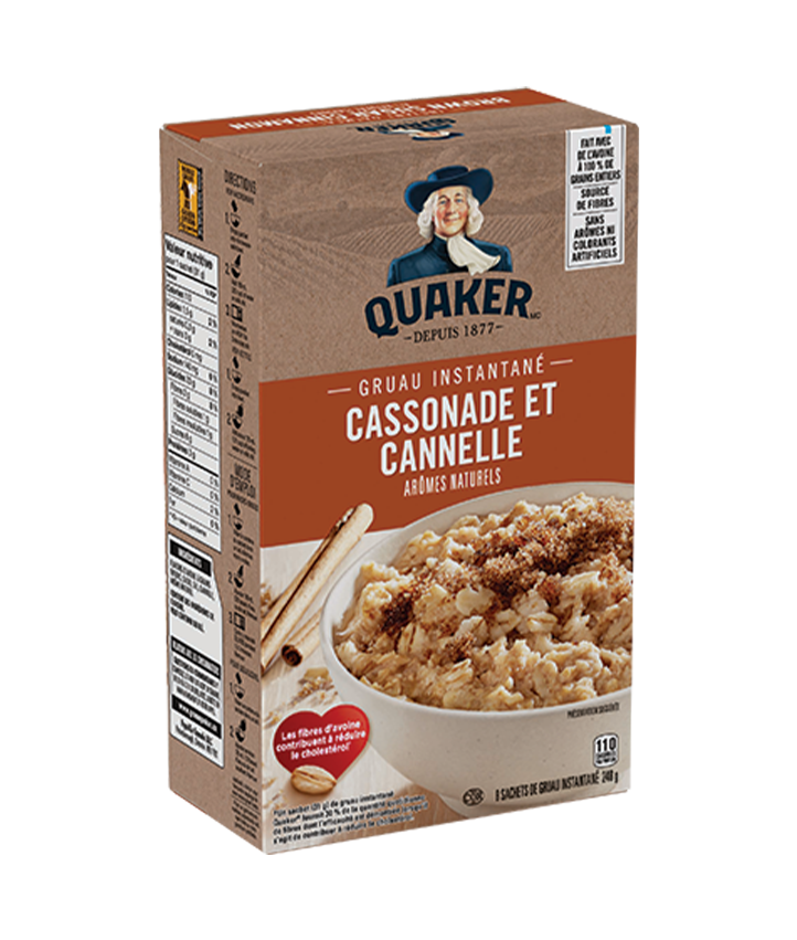 Gruau instantané Quaker<sup>®</sup> – Saveur Cassonade et cannelle