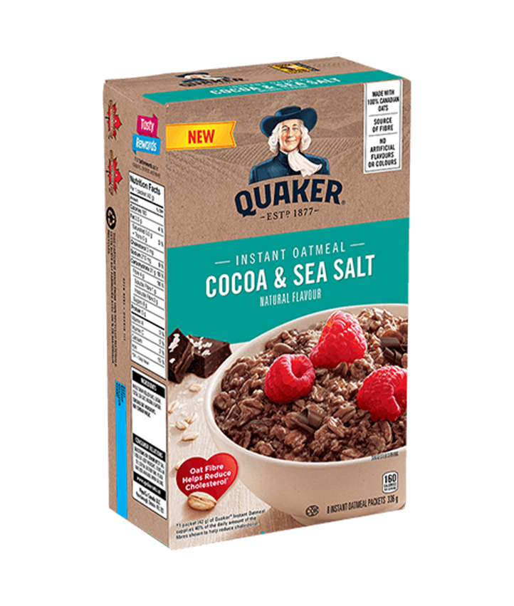 Quaker<sup>®</sup> Cocoa & Sea Salt Flavour Instant Oatmeal
