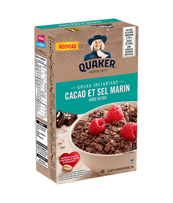 Gruau instantané Quaker<sup>®</sup> – Saveur Cacao et sel marin