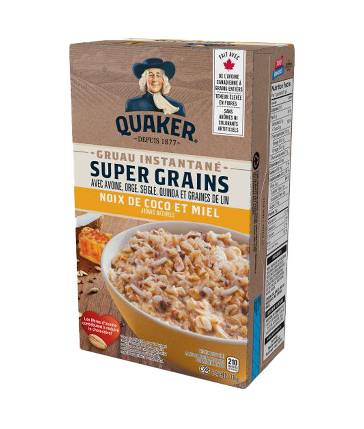 Gruau instantané Quaker<sup>®</sup> Super Grains – Noix de coco et miel