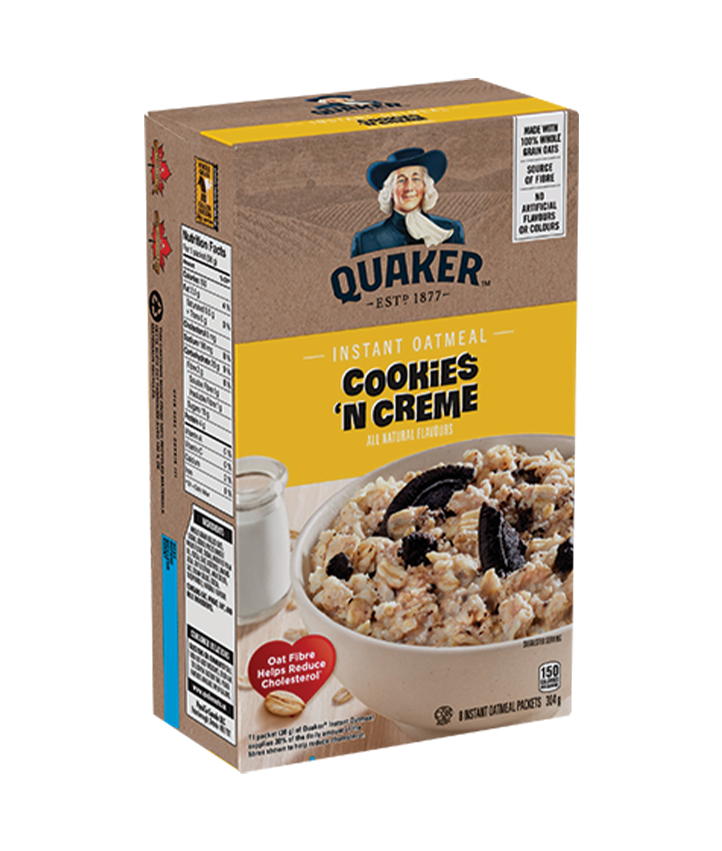 Quaker<sup>®</sup> Cookies 'n' Creme Instant Oatmeal