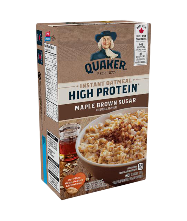 Quaker<sup>®</sup> High Protein Maple & Brown Sugar Flavour Instant Oatmeal