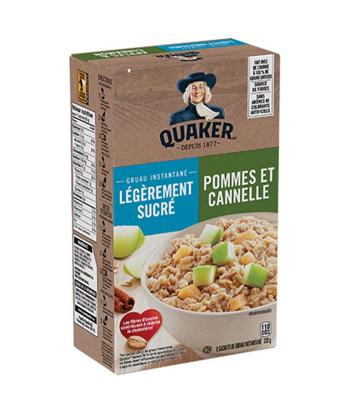 Gruau instantané Quaker<sup>®</sup> Légèrement sucré – Pommes et cannelle