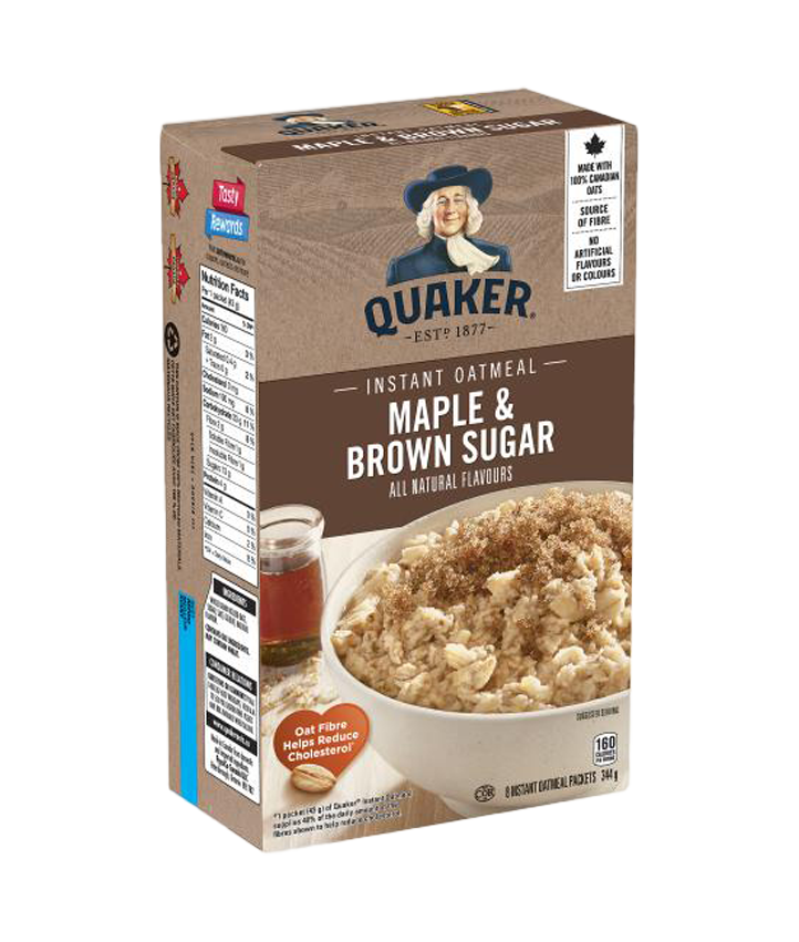Quaker<sup>®</sup> Maple & Brown Sugar Flavour Instant Oatmeal