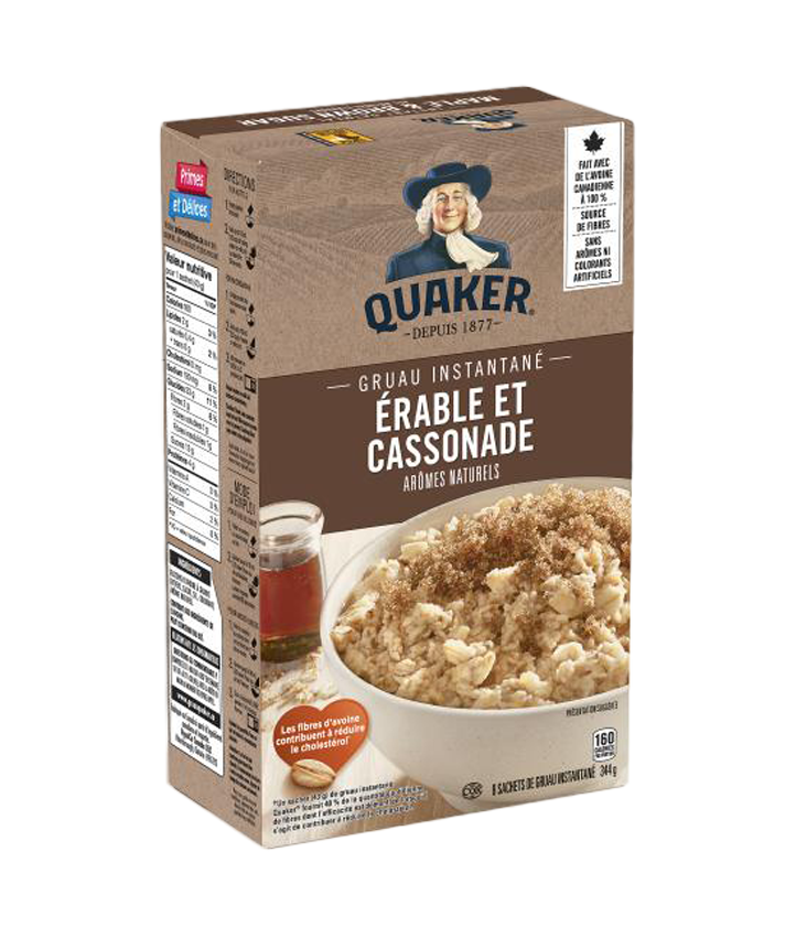 Gruau instantané Quaker<sup>®</sup> – Saveur Érable et cassonade