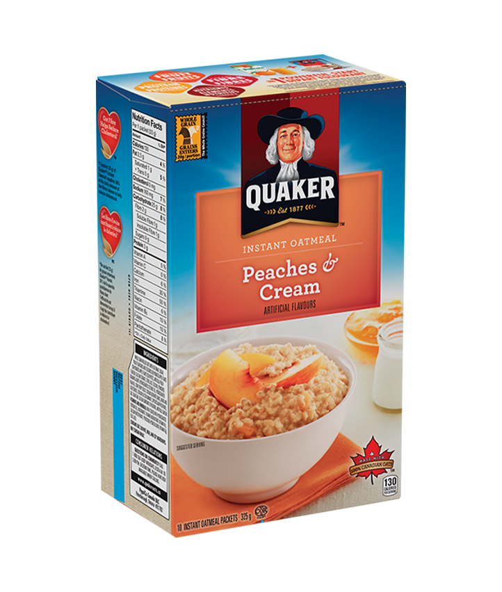 Quaker<sup>®</sup> Peaches & Cream Flavour Instant Oatmeal