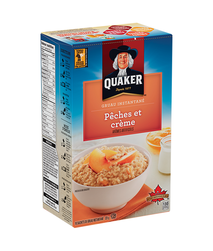 Gruau instantané Quaker<sup>®</sup> – Saveur Pêches et crème