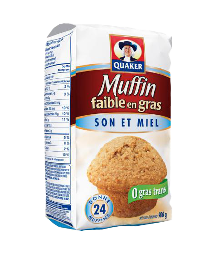 Quaker<sup>®</sup> Mélange à muffins faible en gras Son et miel