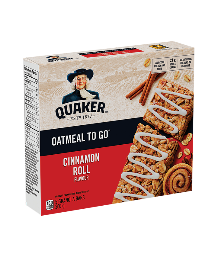 Quaker<sup>®</sup> Oatmeal to Go<sup>®</sup> Cinnamon Roll Oatmeal Bars