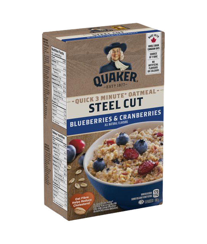 Quaker<sup>®</sup> Quick Cook Steel Cut Oats – Blueberries & Cranberries Flavour