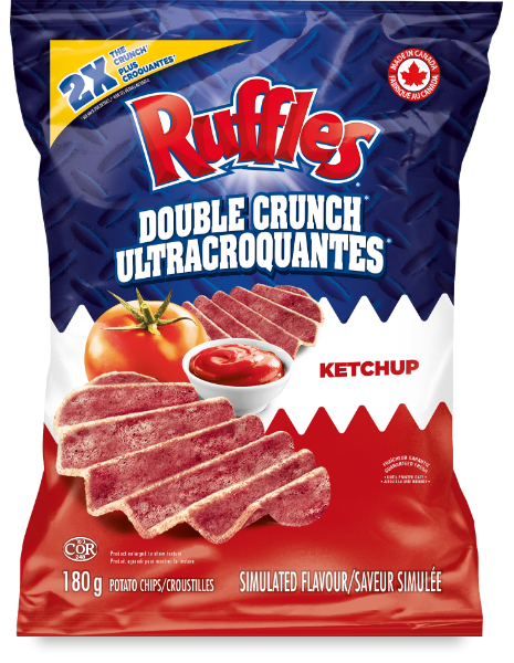 RUFFLES DOUBLE CRUNCH™ Ketchup Simulated Flavour Potato Chips