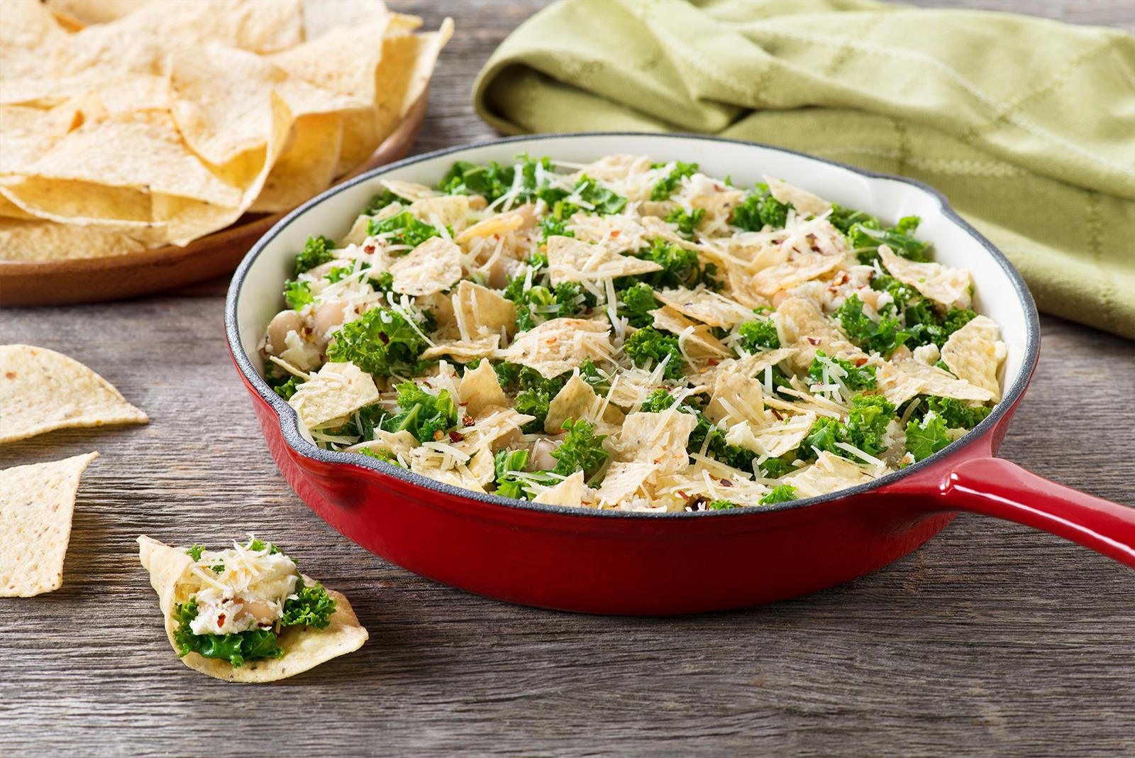 Casserole fromagée aux haricots et chou frisé 