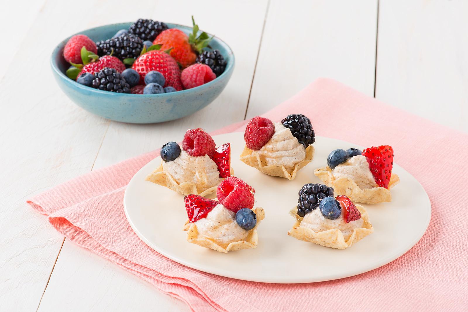 Tartelettes sucrées à la ricotta aux baies fraîches