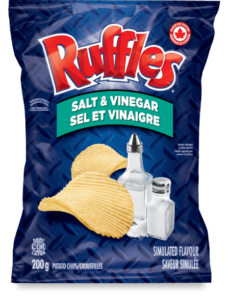RUFFLES<sup>®</sup> Salt & Vinegar Simulated Flavour Potato Chips