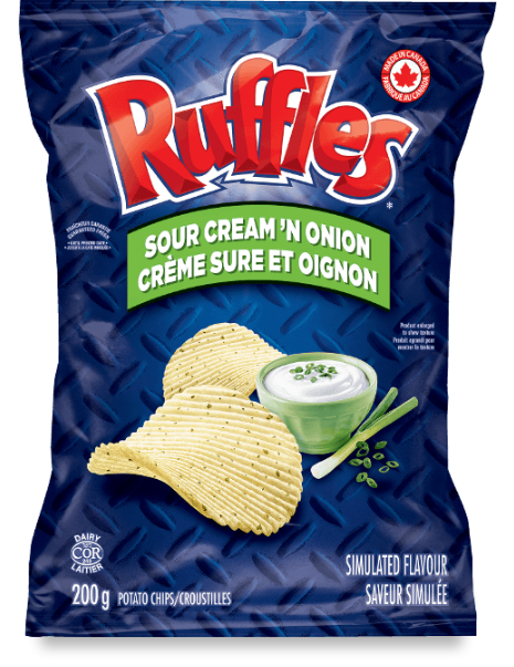 RUFFLES<sup>®</sup> Sour Cream 'n Onion Simulated Flavour Potato Chips