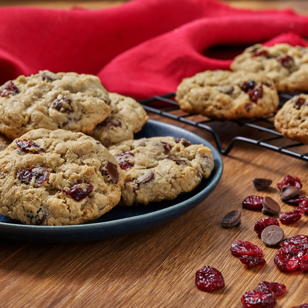 Chocolate Cranberry Oat Cookies