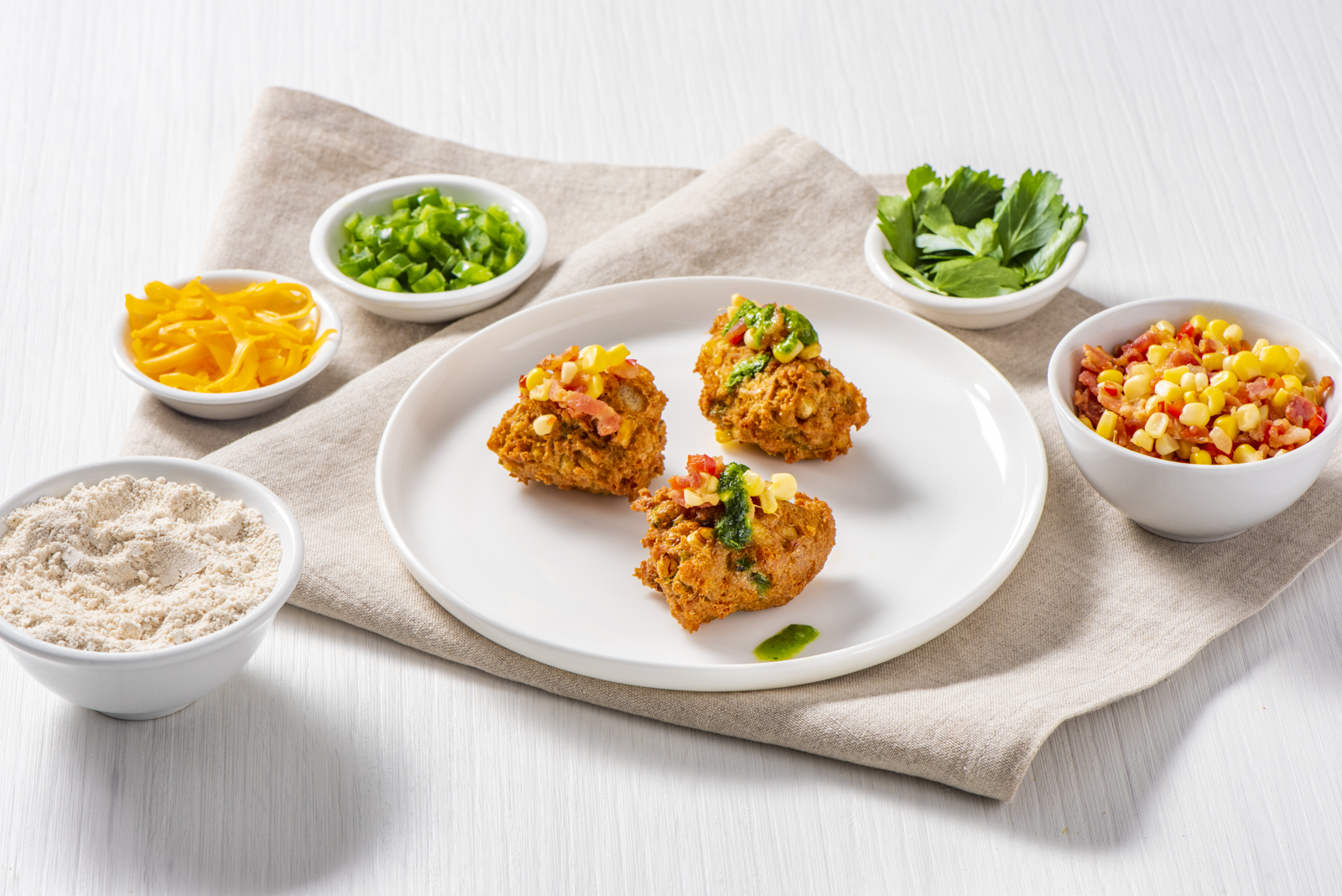 Quaker- Kym's Corn, Jalapeño, &amp; Cheddar Oat Fritters with Sweet Corn Succotash, Chimichurri &amp; Maple Syrup | Tasty Rewards