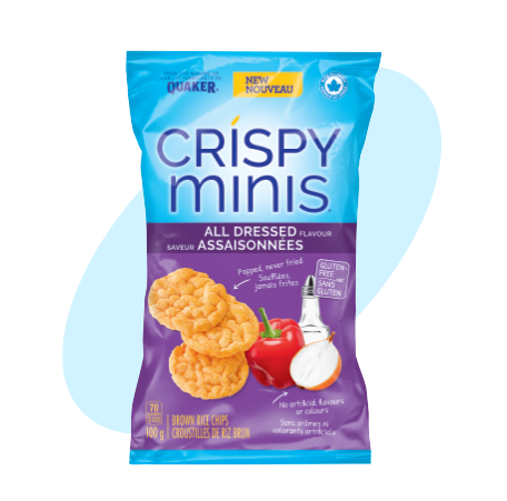 Quaker<sup>®</sup> Crispy Minis<sup>®</sup> All Dressed Flavour Brown Rice Chips