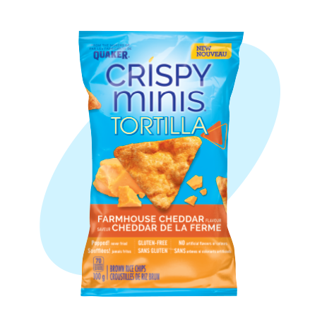 Quaker<sup>®</sup> Crispy Minis<sup>®</sup> Tortilla Farmhouse Cheddar Flavour Brown Rice Chips