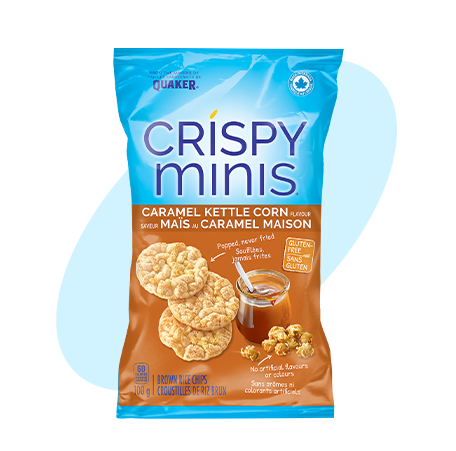 Quaker<sup>®</sup> Croustilles de riz brun Crispy Minis<sup>®</sup>Saveur Maïs au caramel maison