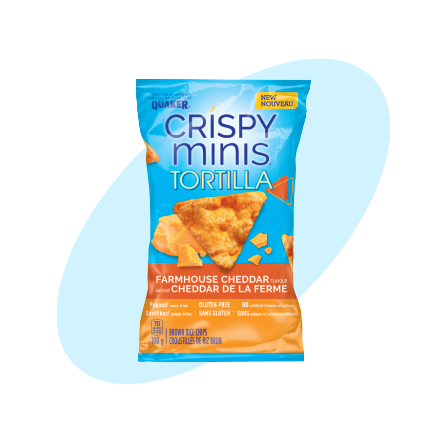 Quaker<sup>®</sup> Croustilles de riz brun Crispy Minis<sup>®</sup> Tortilla Saveur Cheddar de la ferme