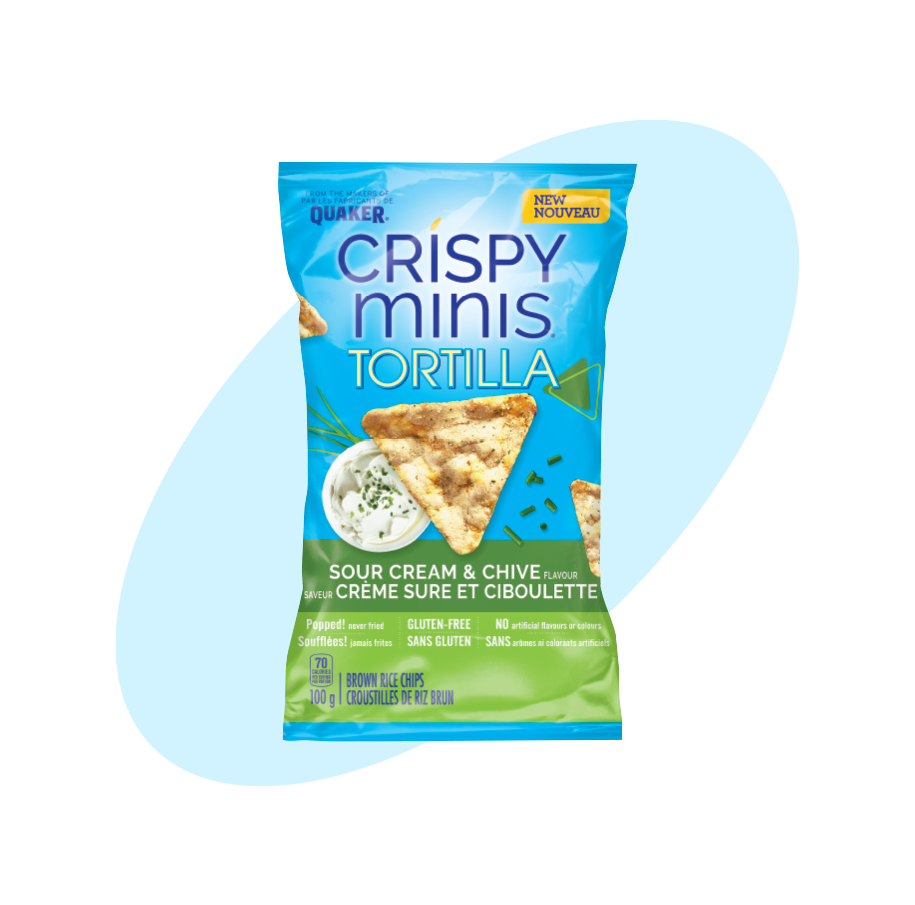 Quaker® Croustilles de riz brun Crispy Minis® Tortilla Saveur Crème sure et ciboulette