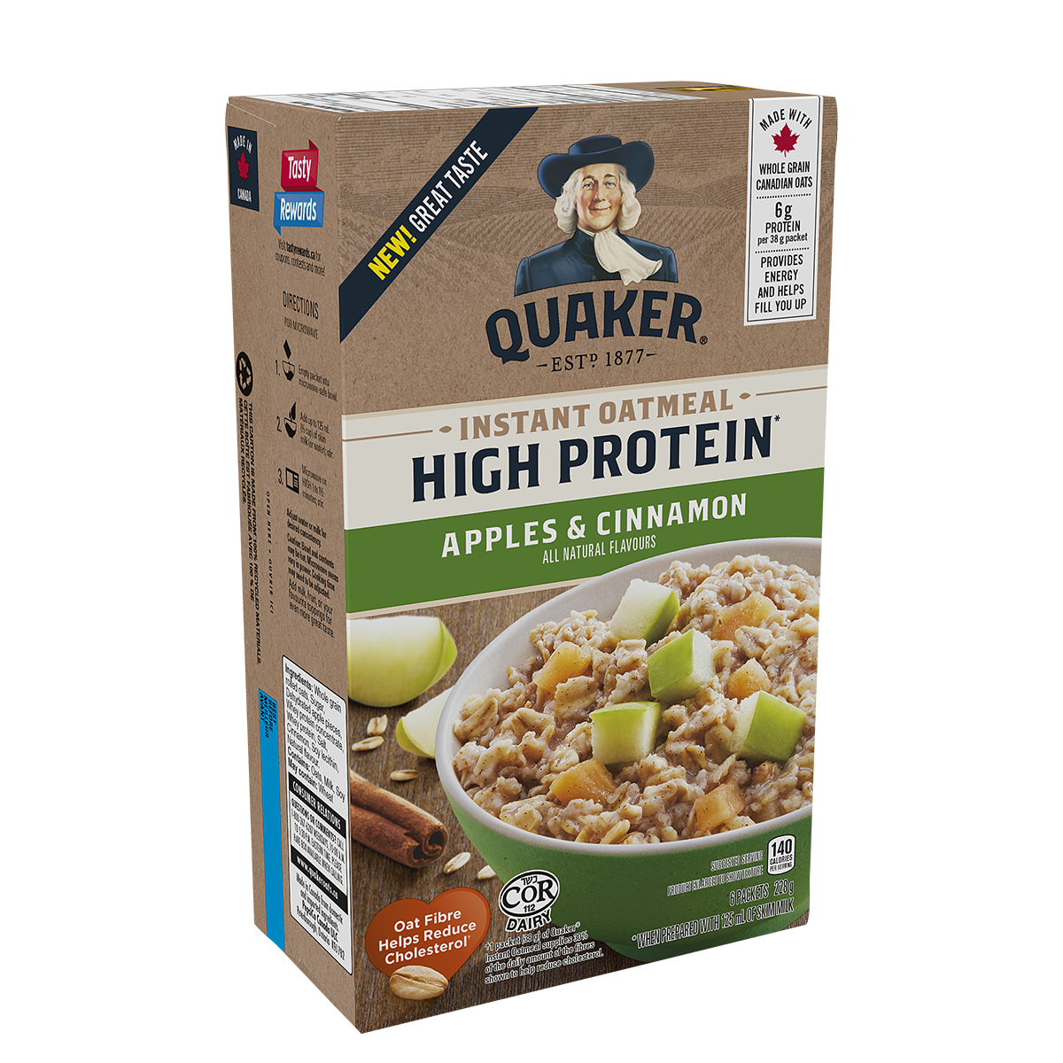 Quaker<sup>®</sup> High Protein Apples & Cinnamon Instant Oatmeal