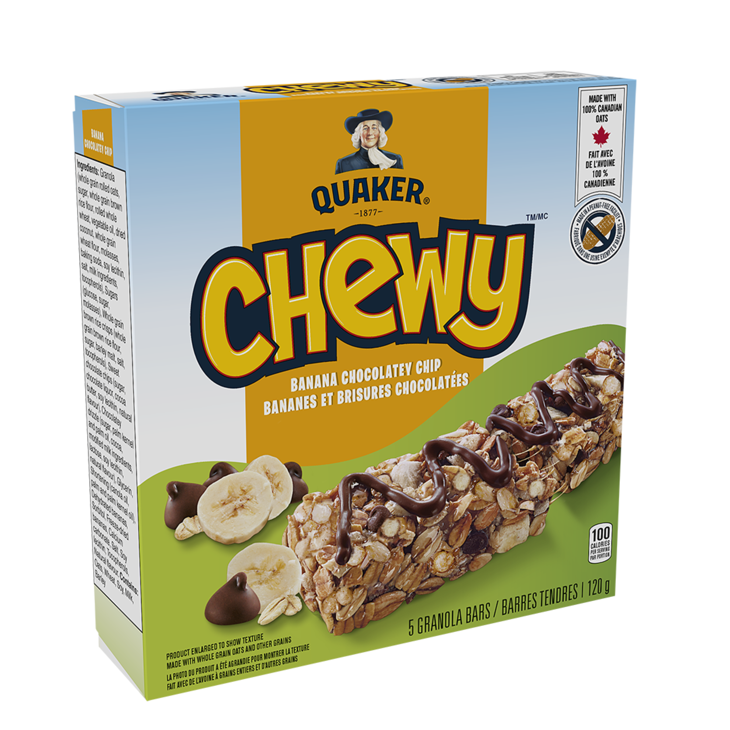 Barres tendres Quaker Chewy<sup>®</sup> – Bananes et brisures chocolatées