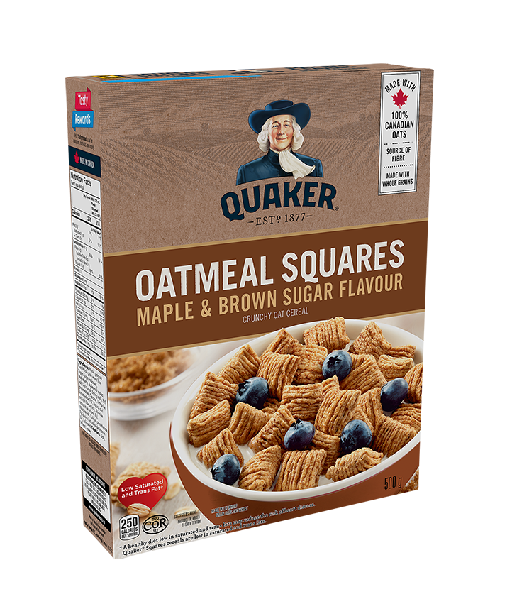Quaker<sup>®</sup> Oatmeal Squares Maple & Brown Sugar Flavour Cereal