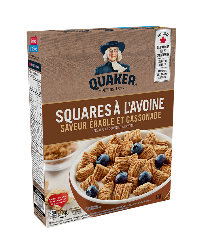 Céréales Squares à l'avoine Saveur d'érable et cassonade