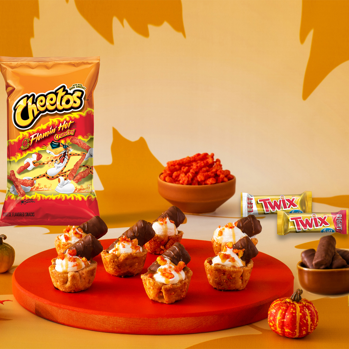 TWIX<sup>®</sup>  CHEETOS<sup>®</sup>  FLAMIN’ HOT<sup>®</sup>  Mini Pumpkin Pies