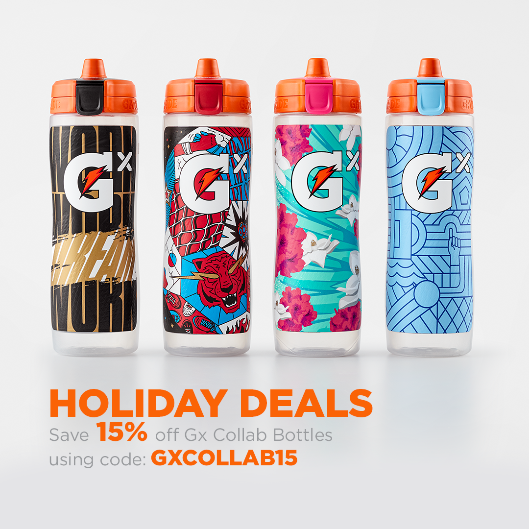 Save 15% off Gx Collab Bottles using code: GXCOLLAB15