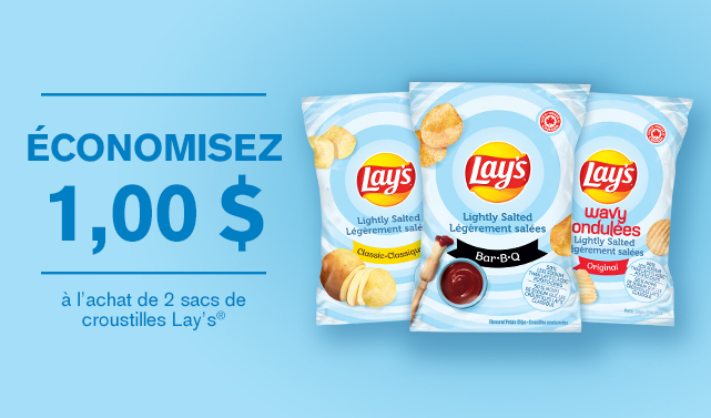 Économisez 1,00 $ à l’achat de deux sacs de Lay’s®