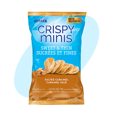 Quaker<sup>®</sup> croustilles de riz brun <br> Crispy Minis<sup>®</sup> Sucrées et fines caramel salé