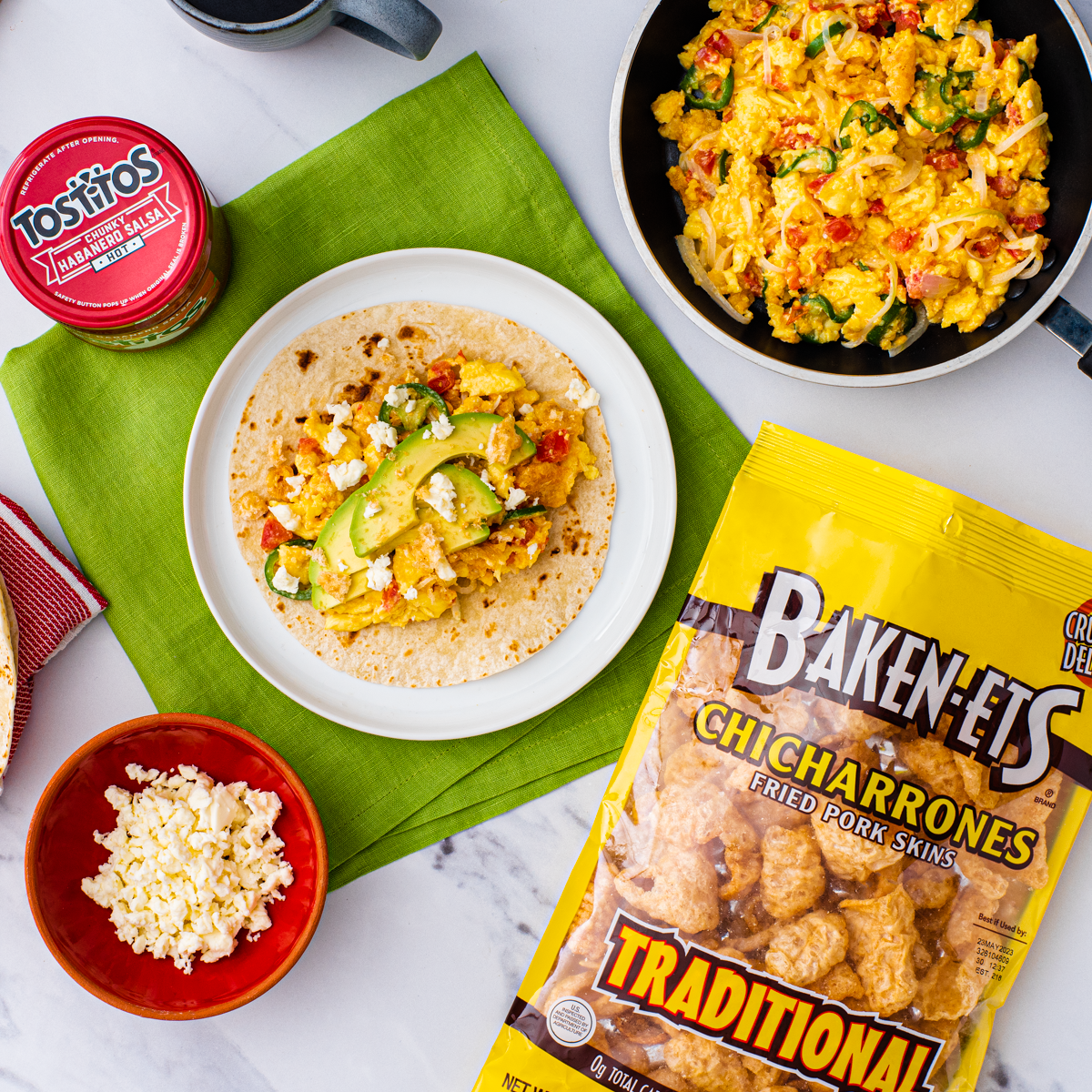 Migas Breakfast Tacos with Baken-ets and Tostitos<sup>®</sup> Salsa