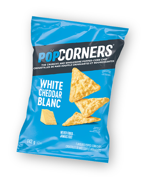 <span>POPCORNERS<sup>®</sup></span> <span>White Cheddar</span> FLAVOURED POPPED-CORN CHIPS